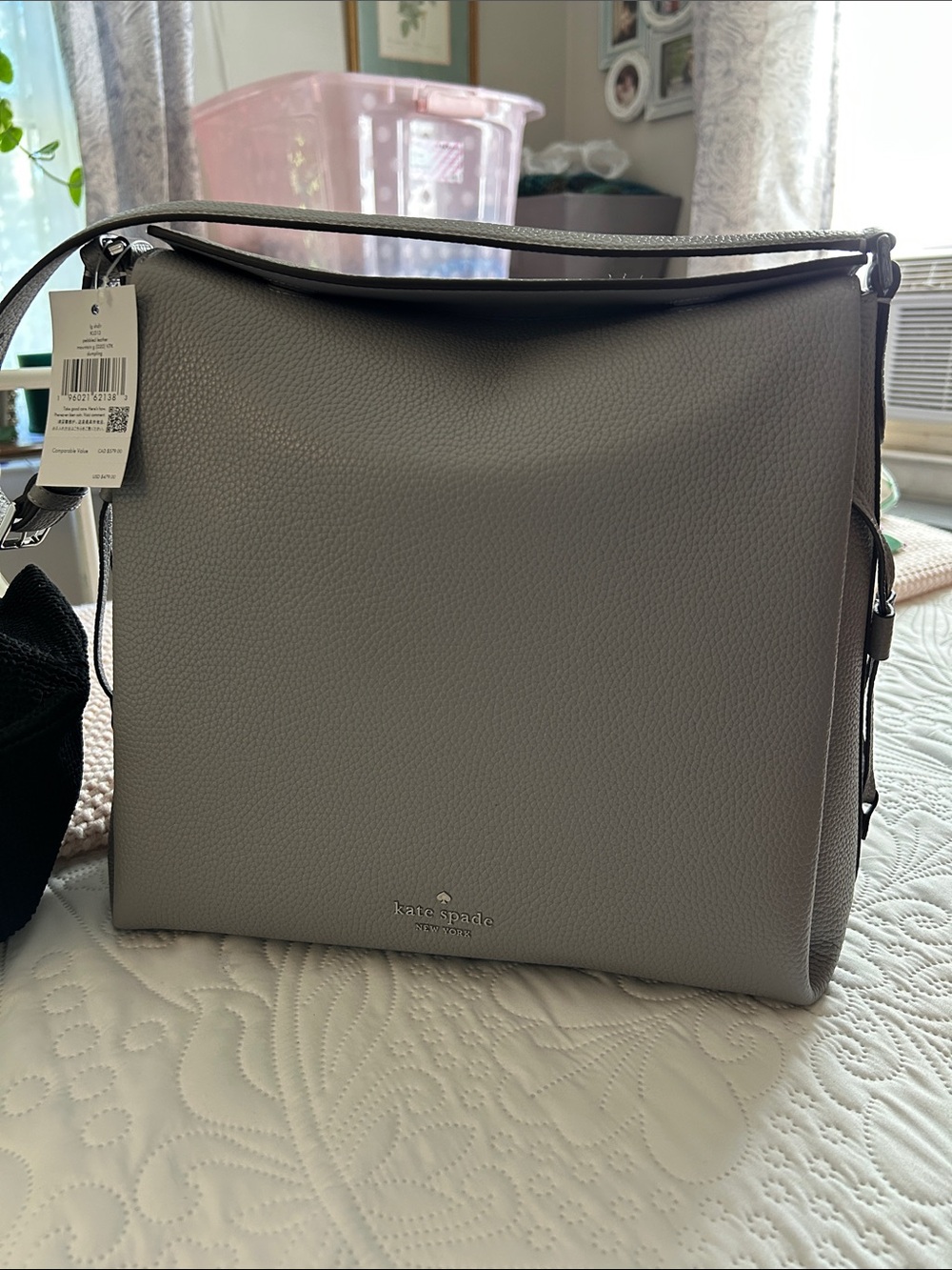 kate spade Pebbled Leather Shoulder Bag in Gray